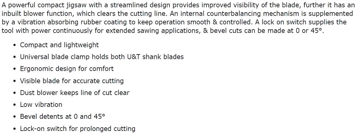 מסור אנכי ג'יגסו חשמלי מקצועי בלק אנד דקר BLACK & DECKER JIGSAW KS501 TEXT